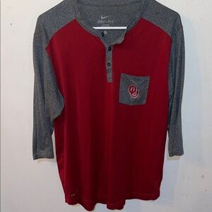 Nike Red and Gray Oklahoma Sooners Shirt